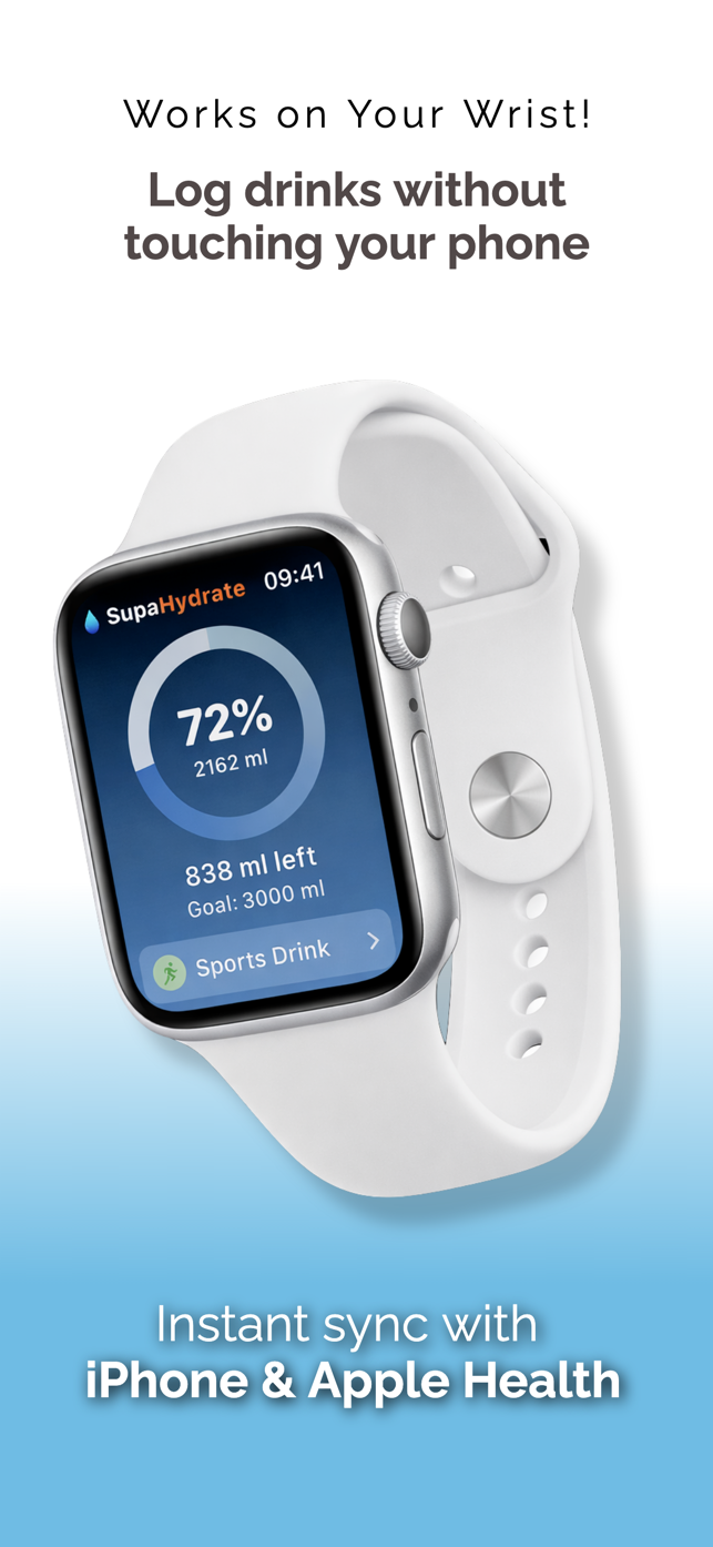 App per Apple Watch e widget per iPhone per registrare l'assunzione d'acqua